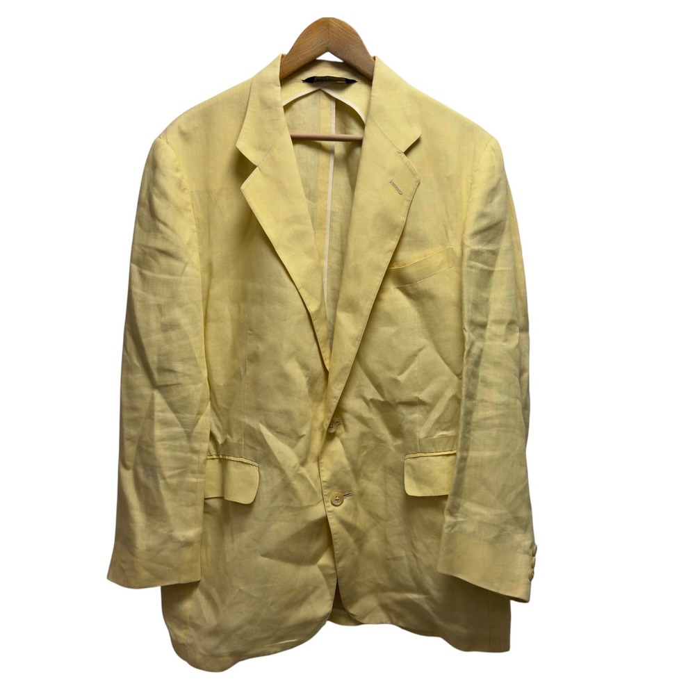 Polo Ralph Lauren Mens Sz 46 Yellow Linen Vtg Lightweight Sport Coat Blazer USA